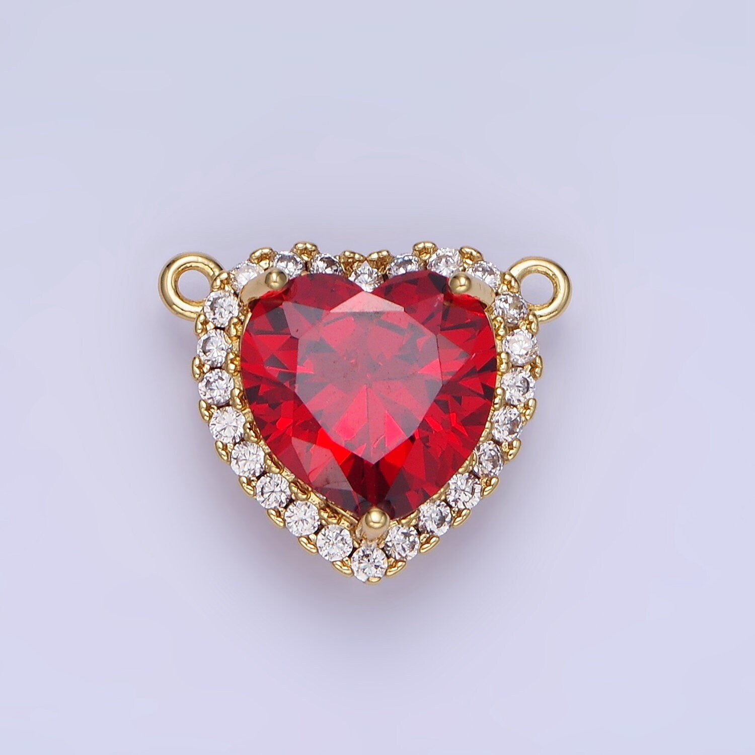 Dainty CZ Heart Connector Cubic Zirconia Micro Pave Double Loop Silver or Gold Filled Heart Charm Connector for Mother's Day Gift G370