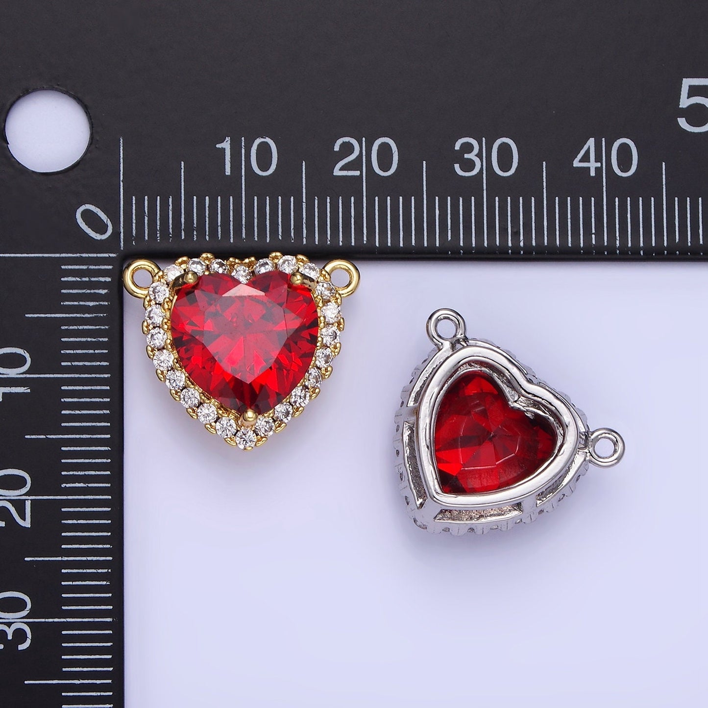 Dainty CZ Heart Connector Cubic Zirconia Micro Pave Double Loop Silver or Gold Filled Heart Charm Connector for Mother's Day Gift G370