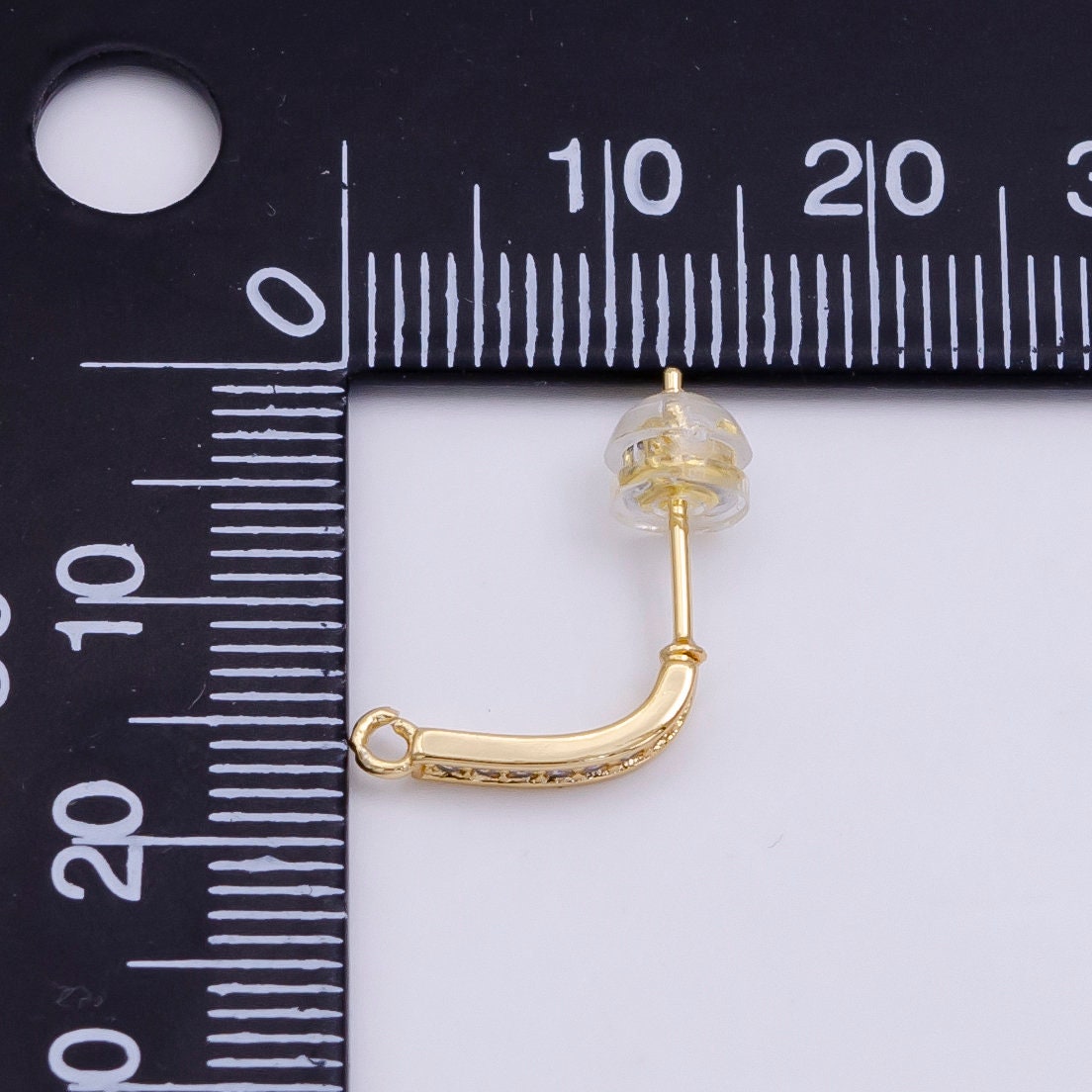 Gold Pave Stud Earring with Open Link for Charm 16K Gold Filled Earring Supply Z-612