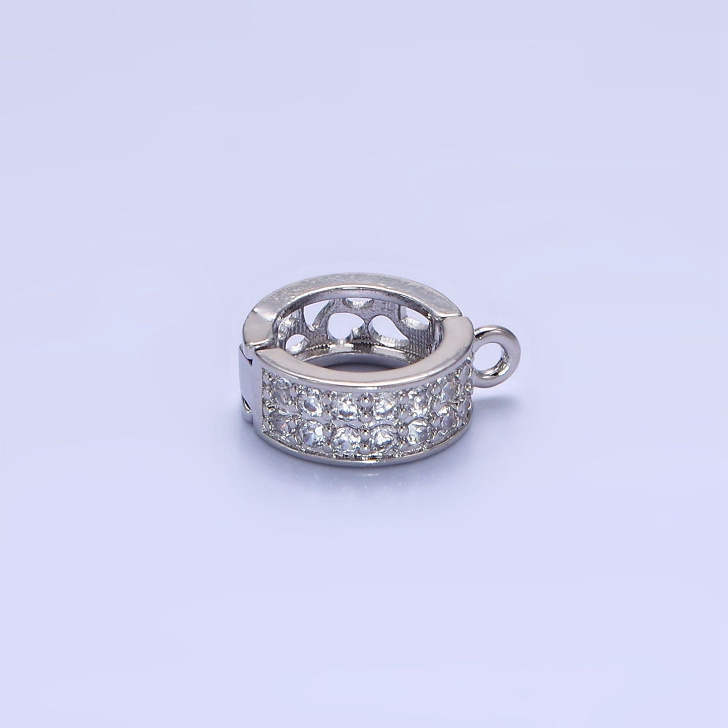 Gold CZ Bail Beads Spacer Bail Charm Holder Spacer with Loop for Beaded Bracelet Slider Bails Spacer Ring in Gold and Silver Tone Color Z774