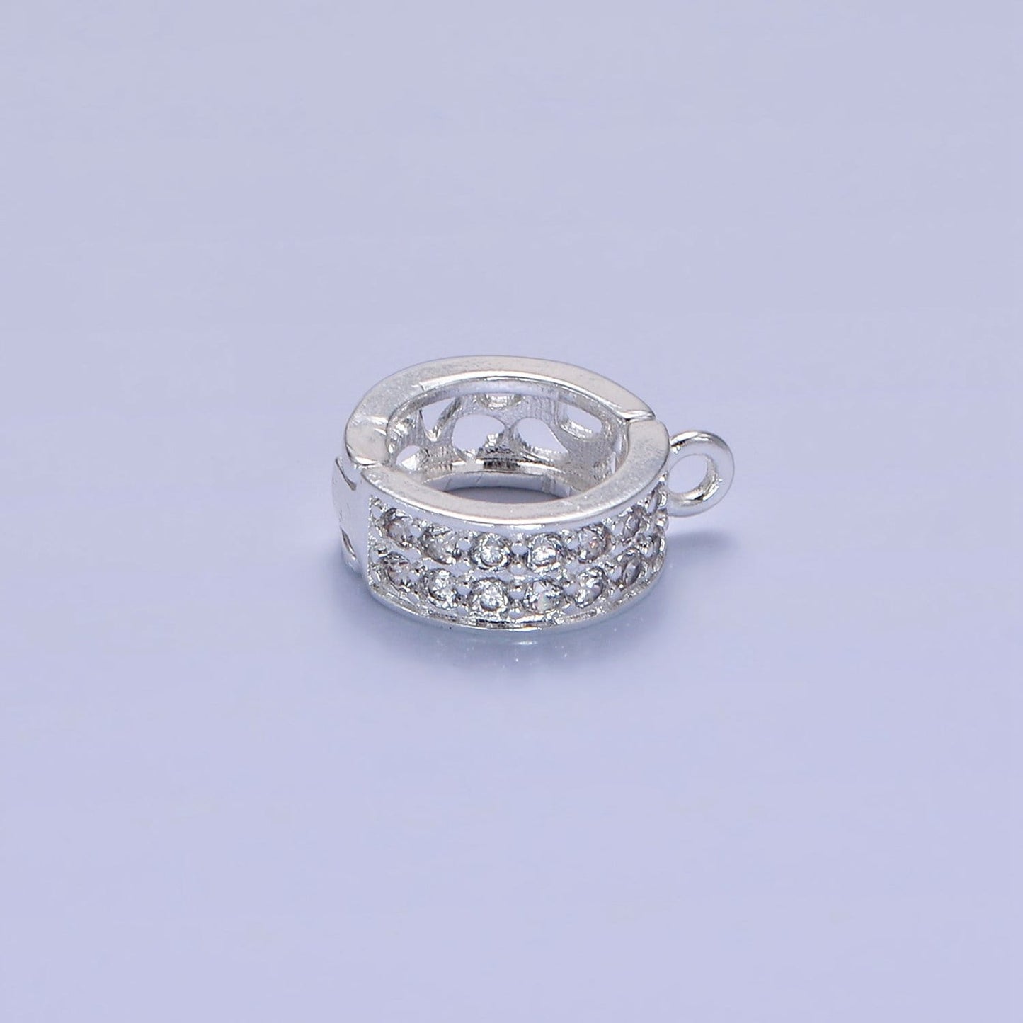 Gold CZ Bail Beads Spacer Bail Charm Holder Spacer with Loop for Beaded Bracelet Slider Bails Spacer Ring in Gold and Silver Tone Color Z774