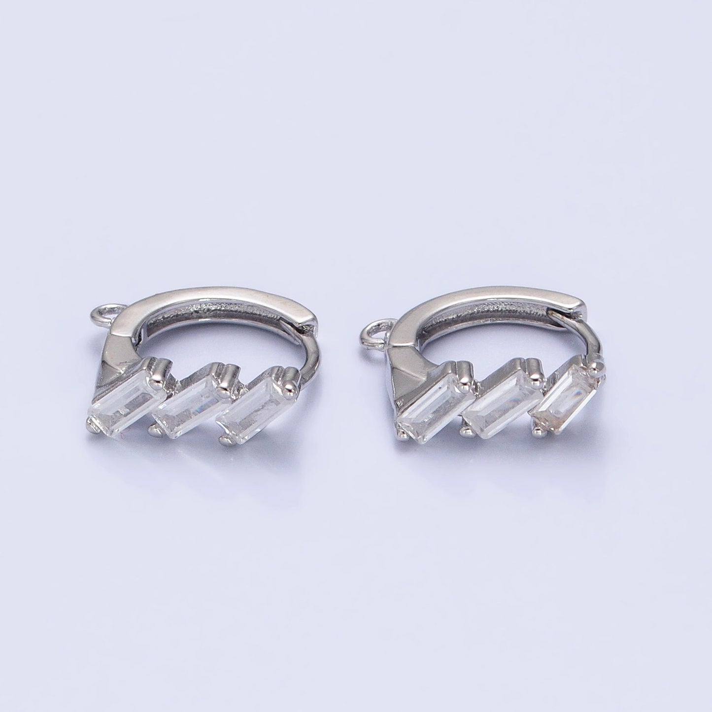Tiny Triple CZ Open Huggie in Silver Jewelry Supply | Z-169