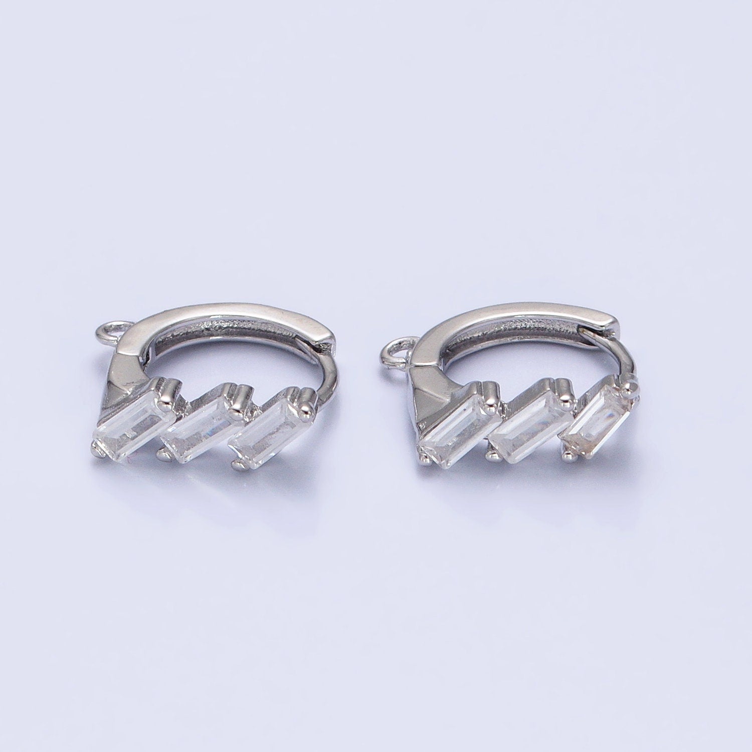 Tiny Triple CZ Open Huggie in Silver Jewelry Supply | Z-169