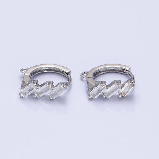 Tiny Triple CZ Open Huggie in Silver Jewelry Supply | Z-169