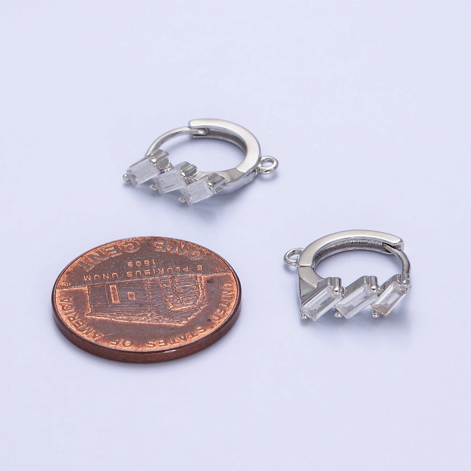 Tiny Triple CZ Open Huggie in Silver Jewelry Supply | Z-169