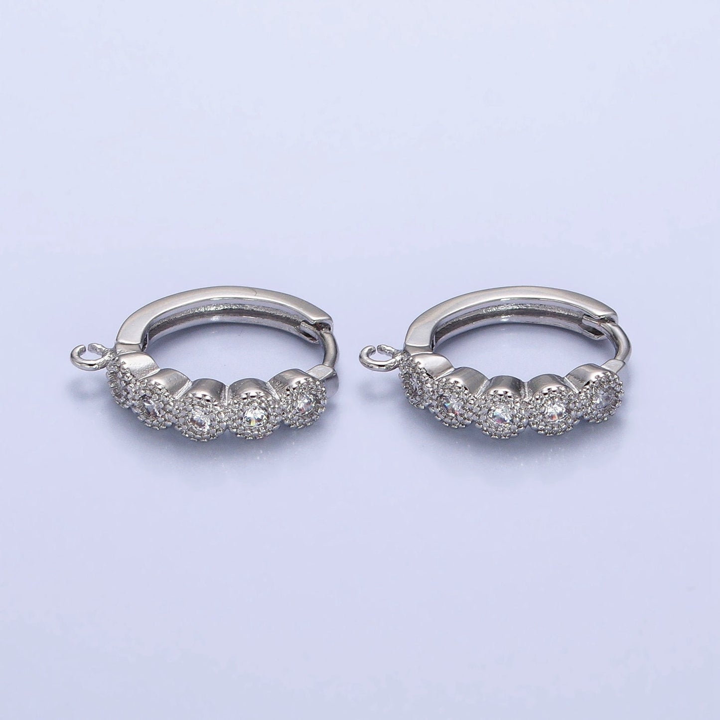 CZ Open Loop Silver Rounded Huggie Earring | Z-324