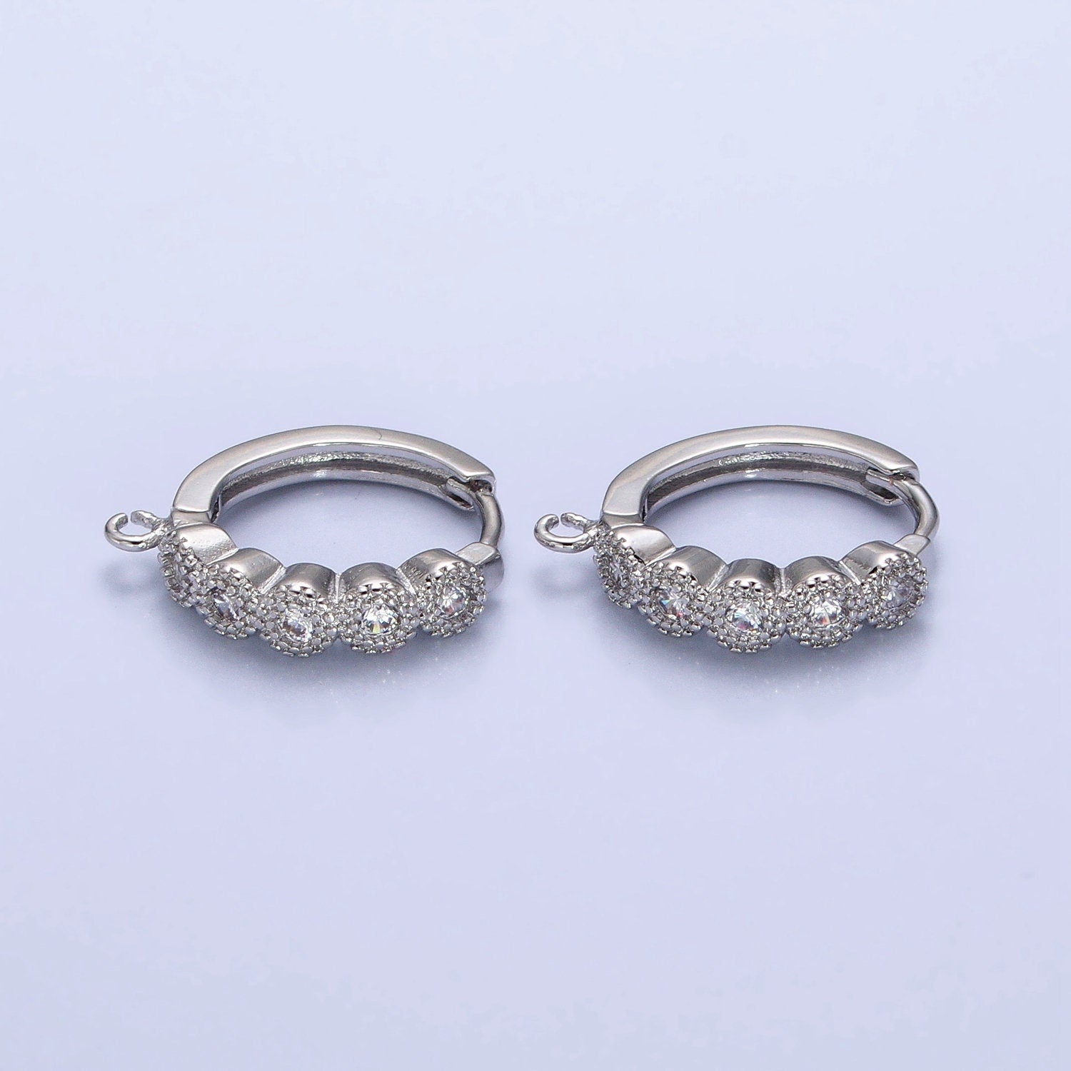 CZ Open Loop Silver Rounded Huggie Earring | Z-324