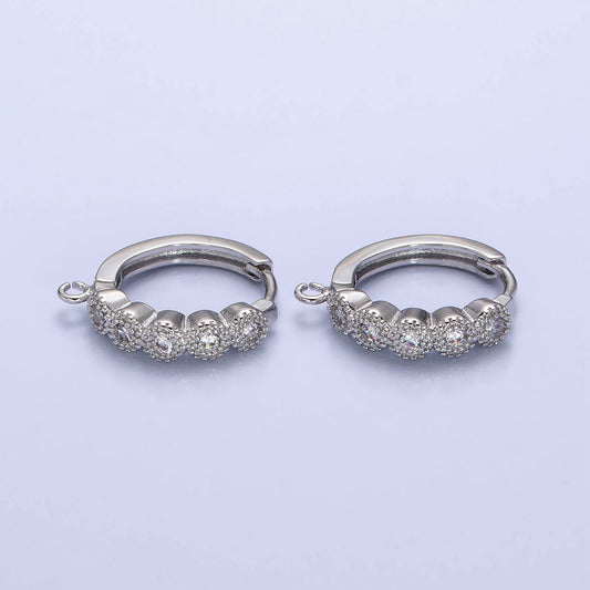 CZ Open Loop Silver Rounded Huggie Earring | Z-324