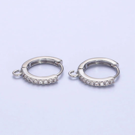 Micro Paved 14mm White Gold Filled Open Loop Huggies Earrings Supple | Z-332