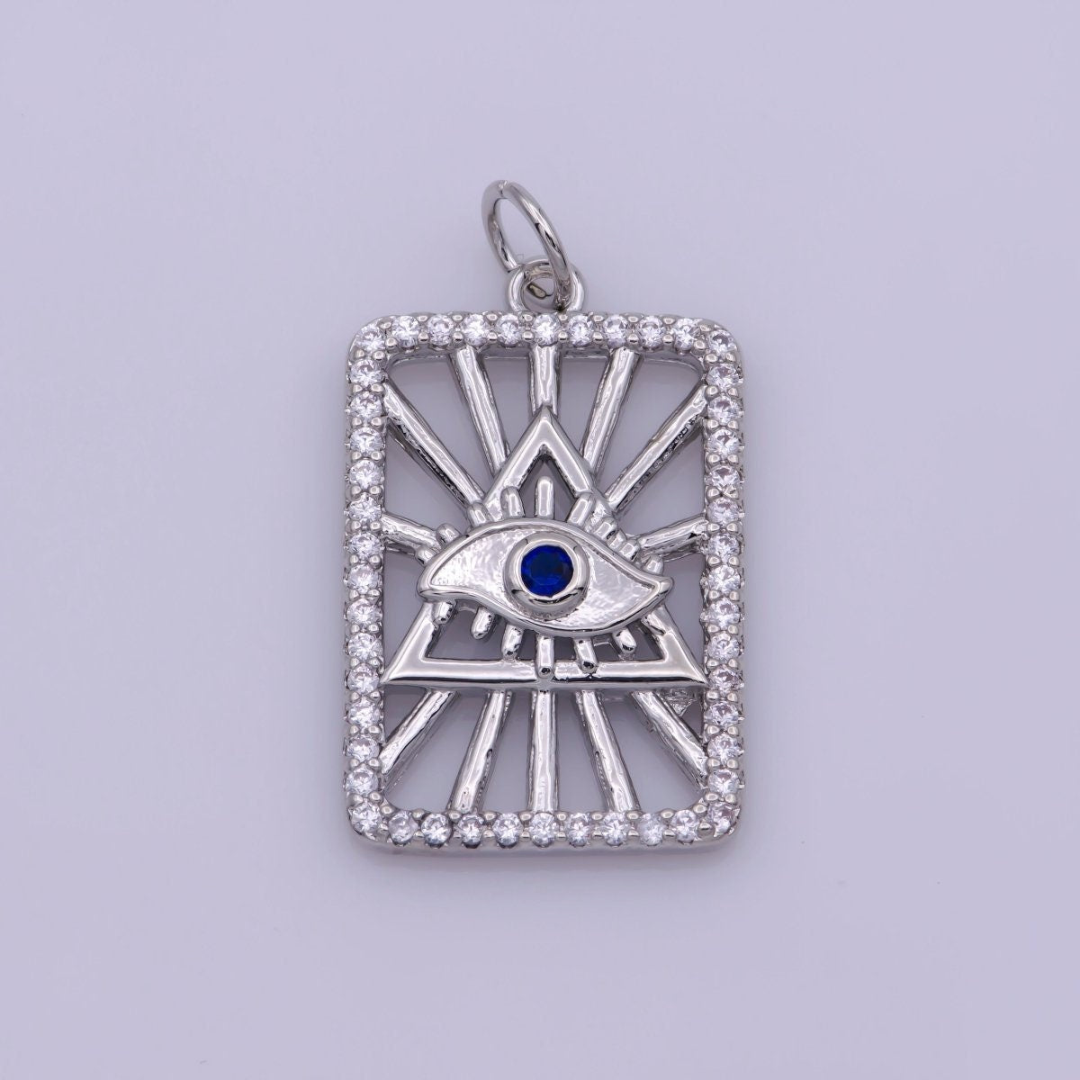 Dainty Paved Sunburst Pyramid Evil Eye of Nazar Tag Pendant Charm Piece Micro DIY Pendant for Bracelet Necklace Earrings | M-840
