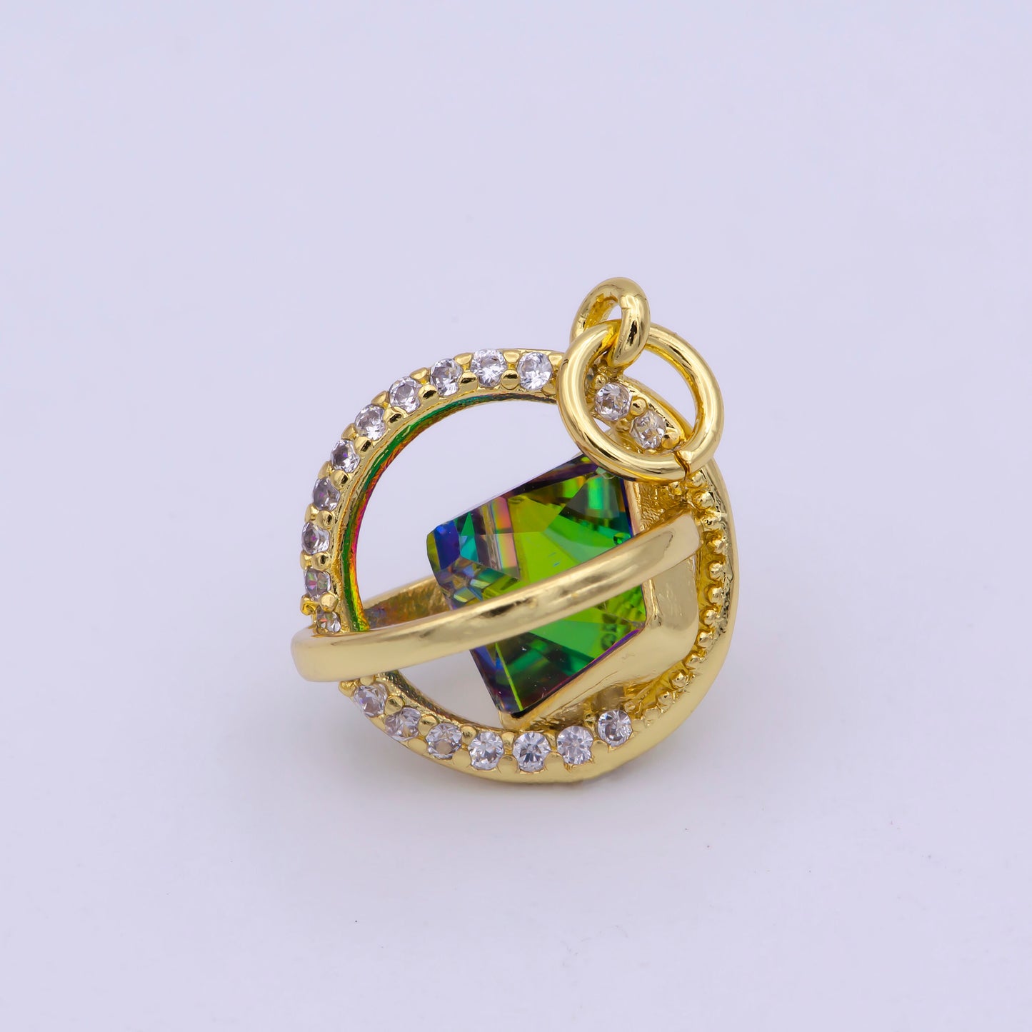 14K Gold Filled Celestial Orbz Planet Micro Paved CZ AB Stone Color | M-845
