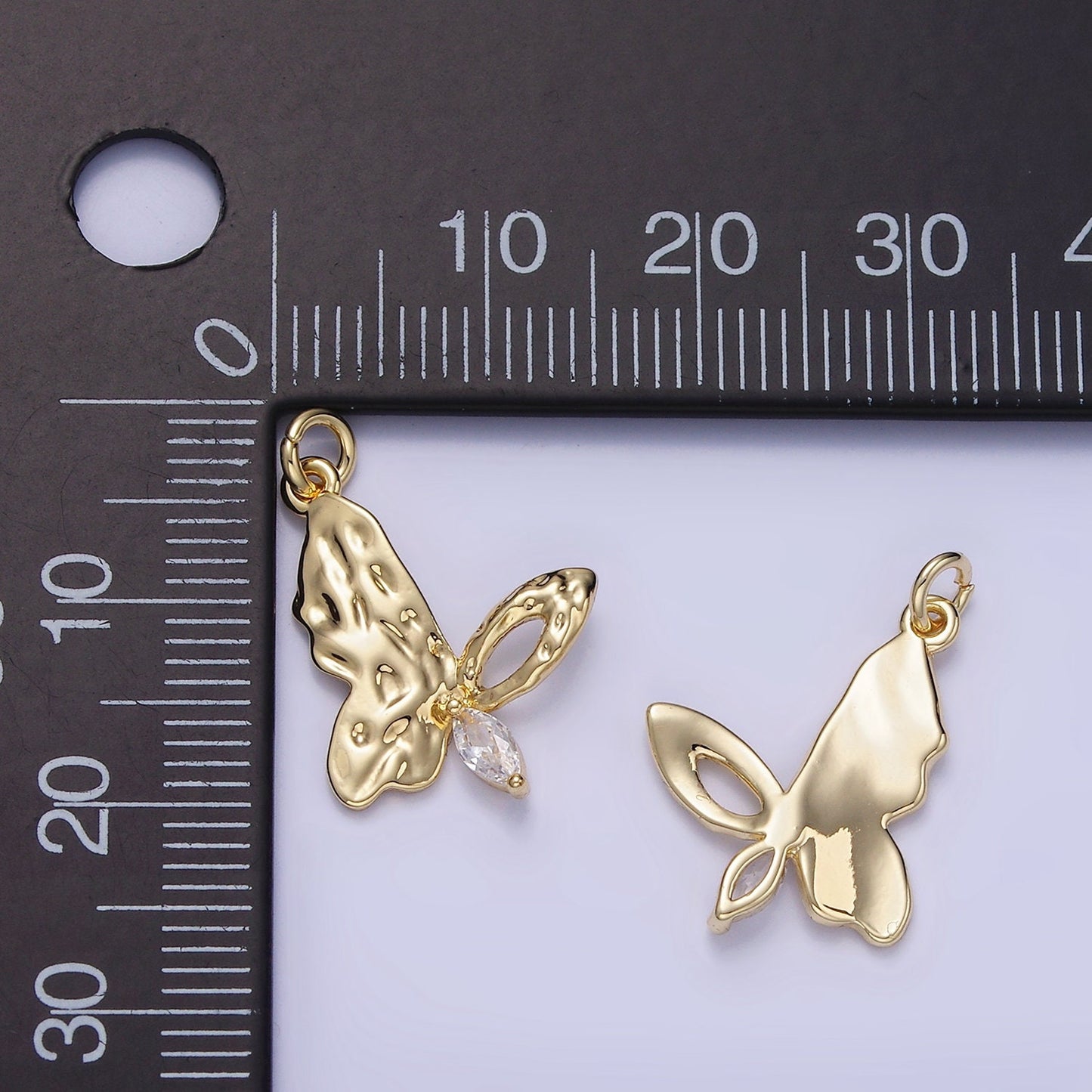 Mini Gold Butterfly Charm Small Monarch CZ Micro Pave Mariposa Charm Insect Charms Animal Charms Gold Filled Findings W-650
