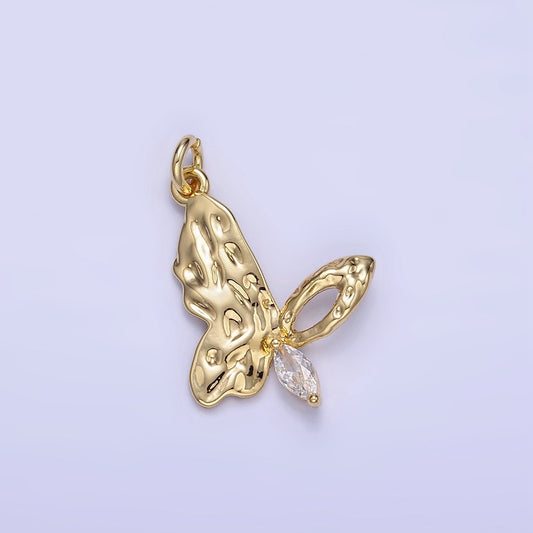 Mini Gold Butterfly Charm Small Monarch CZ Micro Pave Mariposa Charm Insect Charms Animal Charms Gold Filled Findings W-650