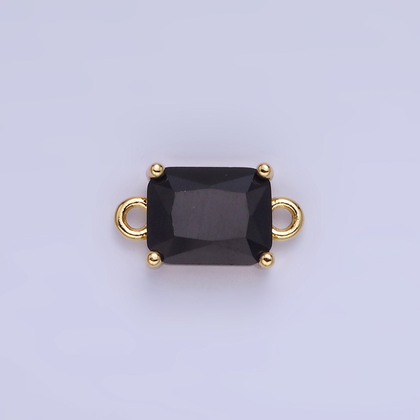 8mm Rectangle Gold Filled Bezel Cut Charm Connectors Cubic Zirconia Bezel Charm for Bracelet Necklace Supply CZ Birthstone Connectors G430