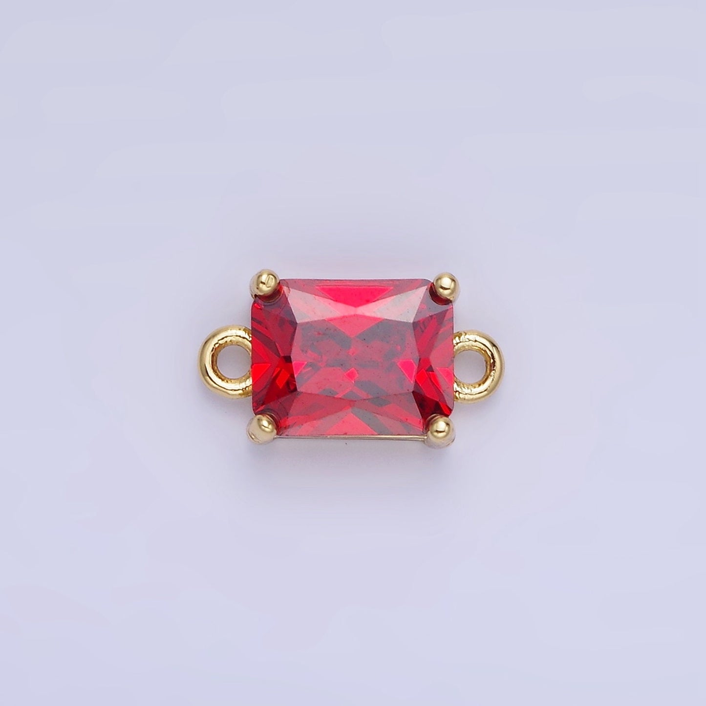 8mm Rectangle Gold Filled Bezel Cut Charm Connectors Cubic Zirconia Bezel Charm for Bracelet Necklace Supply CZ Birthstone Connectors G430
