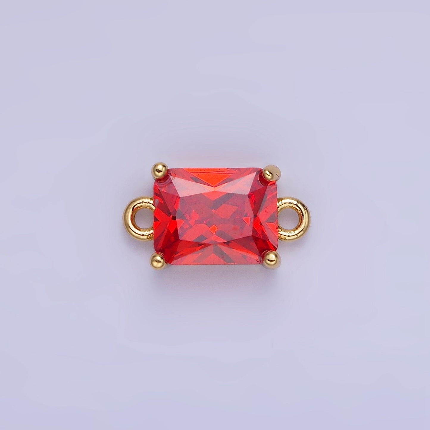 8mm Rectangle Gold Filled Bezel Cut Charm Connectors Cubic Zirconia Bezel Charm for Bracelet Necklace Supply CZ Birthstone Connectors G430