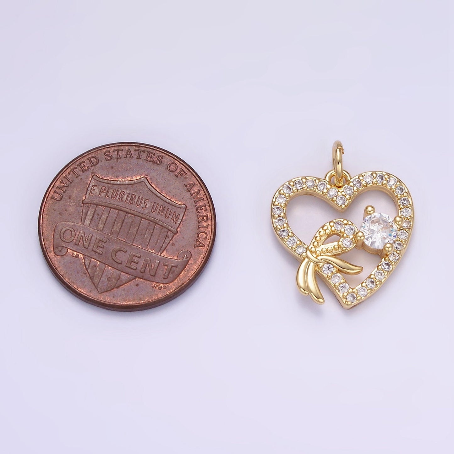 Mini Clear Heart CZ Charms, Micro Pave Gold Charms Love Necklace Bracelet Earring Charm W674