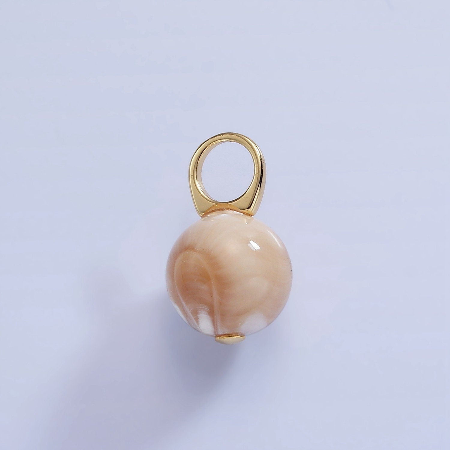 Natural Golden Brown Mother of Pearl Shell Round Beads Charm 10mm High Quality Iridescent Pearl Gemstone for Necklace Component P-1752