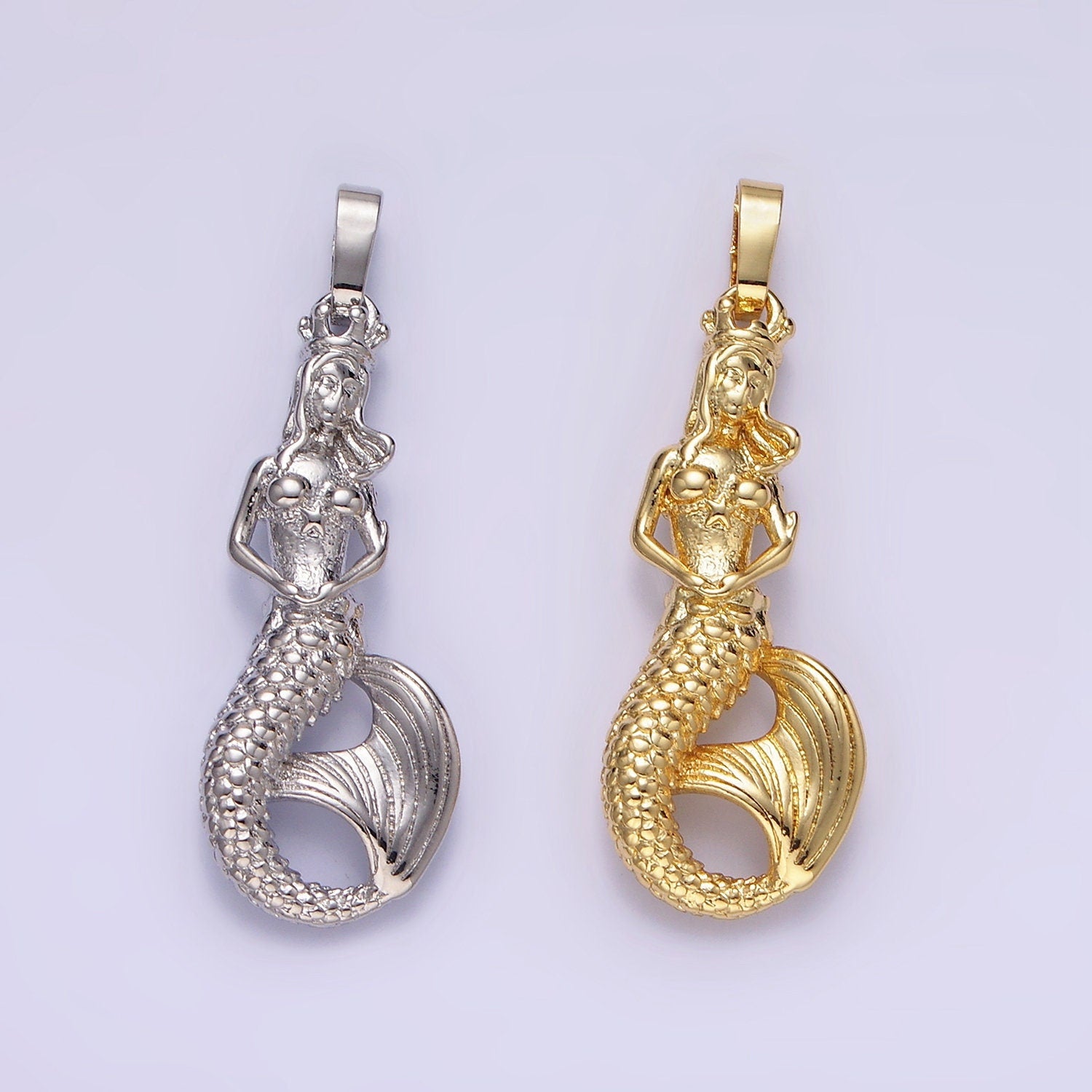 3D Mermaid Charm Gold Filled Mermaid Pendant Fantasy Creature Under the Sea Ocean Beach Charm Inspired AA298