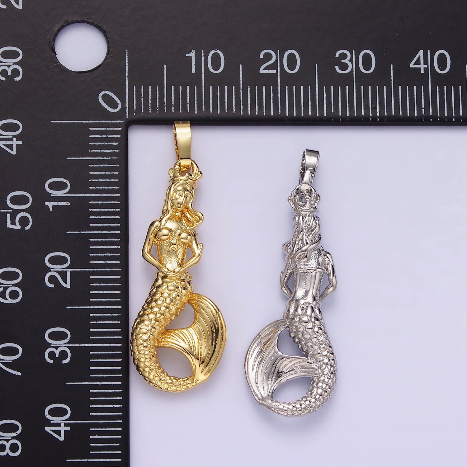 3D Mermaid Charm Gold Filled Mermaid Pendant Fantasy Creature Under the Sea Ocean Beach Charm Inspired AA298