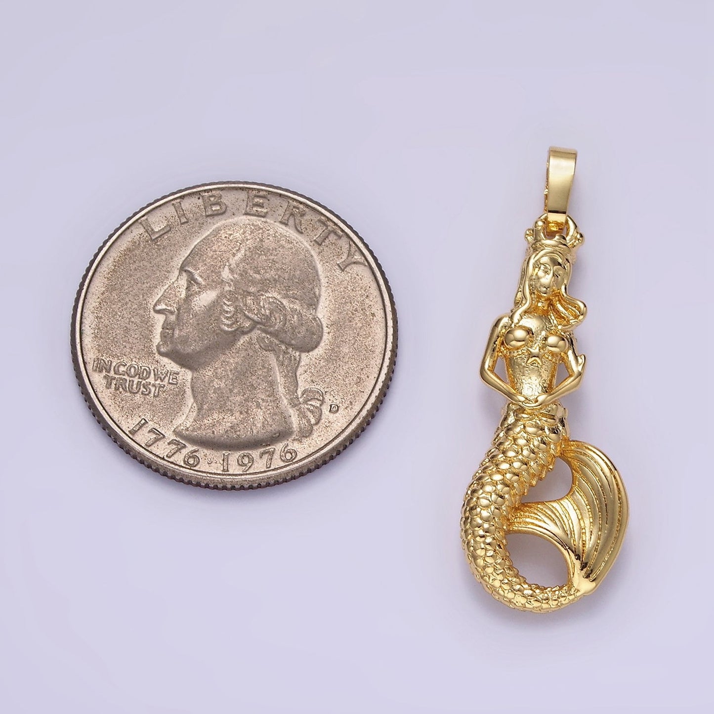 3D Mermaid Charm Gold Filled Mermaid Pendant Fantasy Creature Under the Sea Ocean Beach Charm Inspired AA298