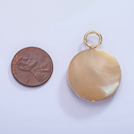 Freshwater pearl Coin charm for Necklace or Earrings in Gold Genuine Mauve Brown coin pearl pendant Minimalist Jewelry P1749