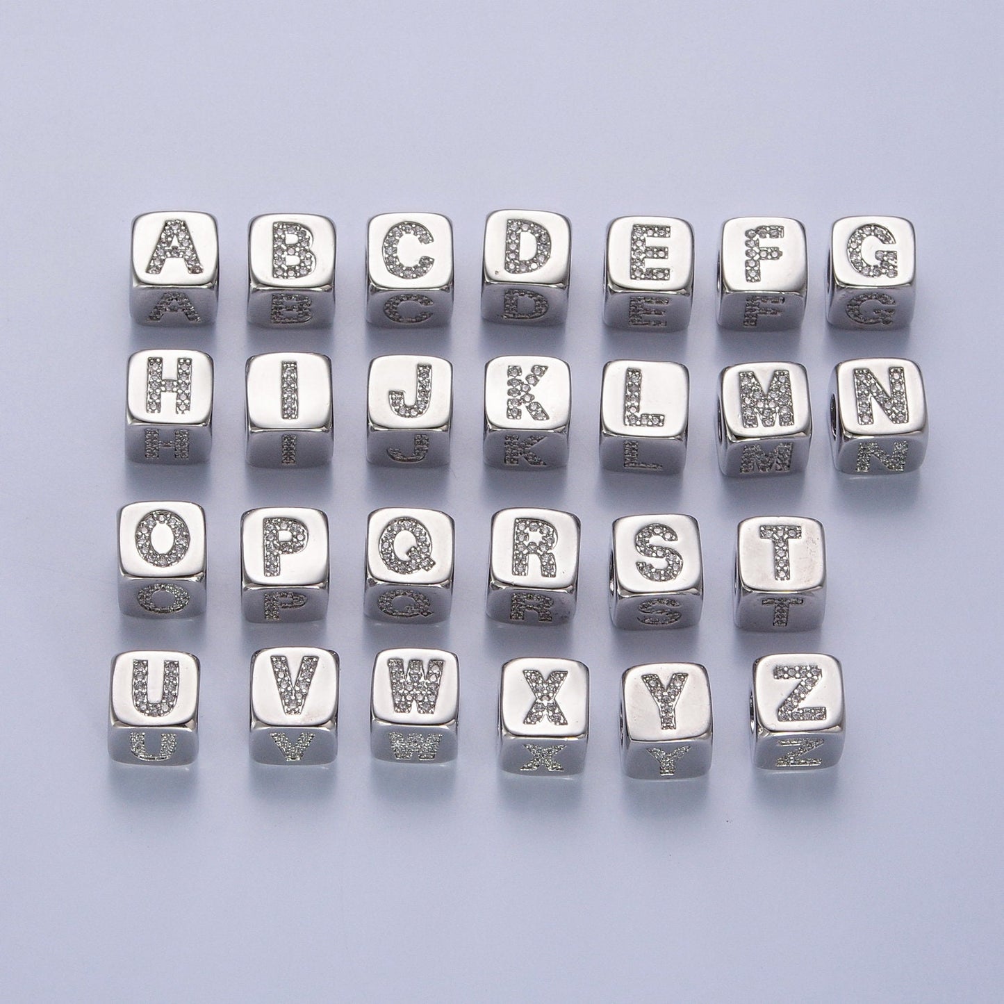 9x9mm Gold Initial Letter Beads, Alphabet Beads, Initial Beads, Alphabet Blocks Micro Pave Initial Block CharmforBracelet Necklace