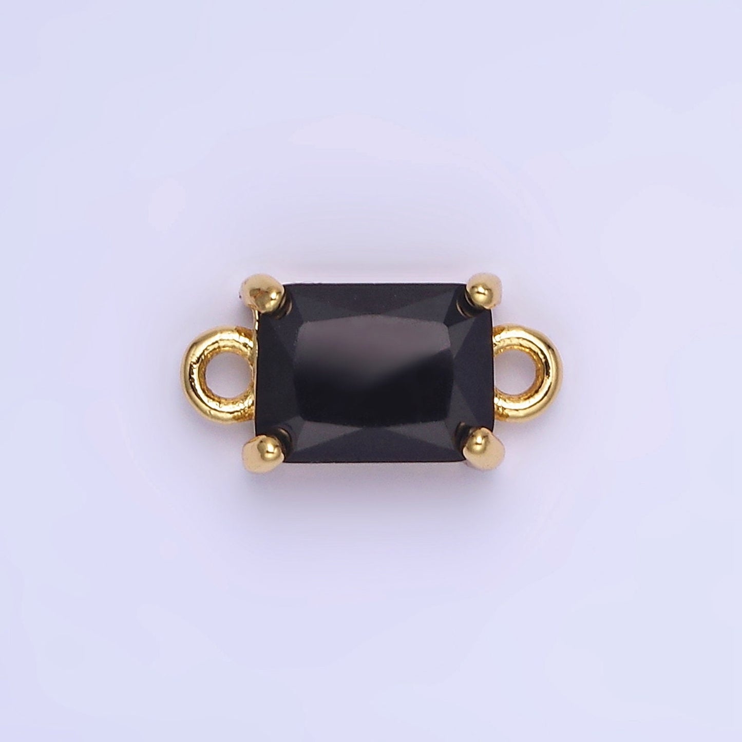 6mm Gold Filled Emerald Cut Charm Connectors Cubic Zirconia Rectangle Charm for Bracelet Necklace Supply CZ Birthstone Connectors G406