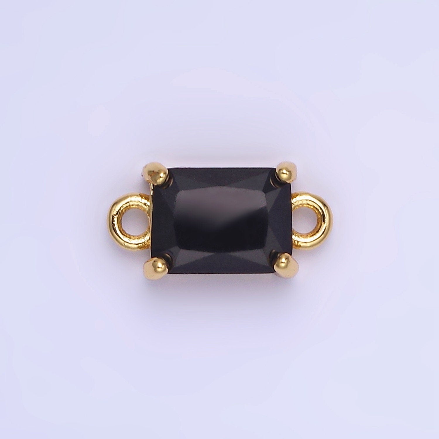6mm Gold Filled Emerald Cut Charm Connectors Cubic Zirconia Rectangle Charm for Bracelet Necklace Supply CZ Birthstone Connectors G406