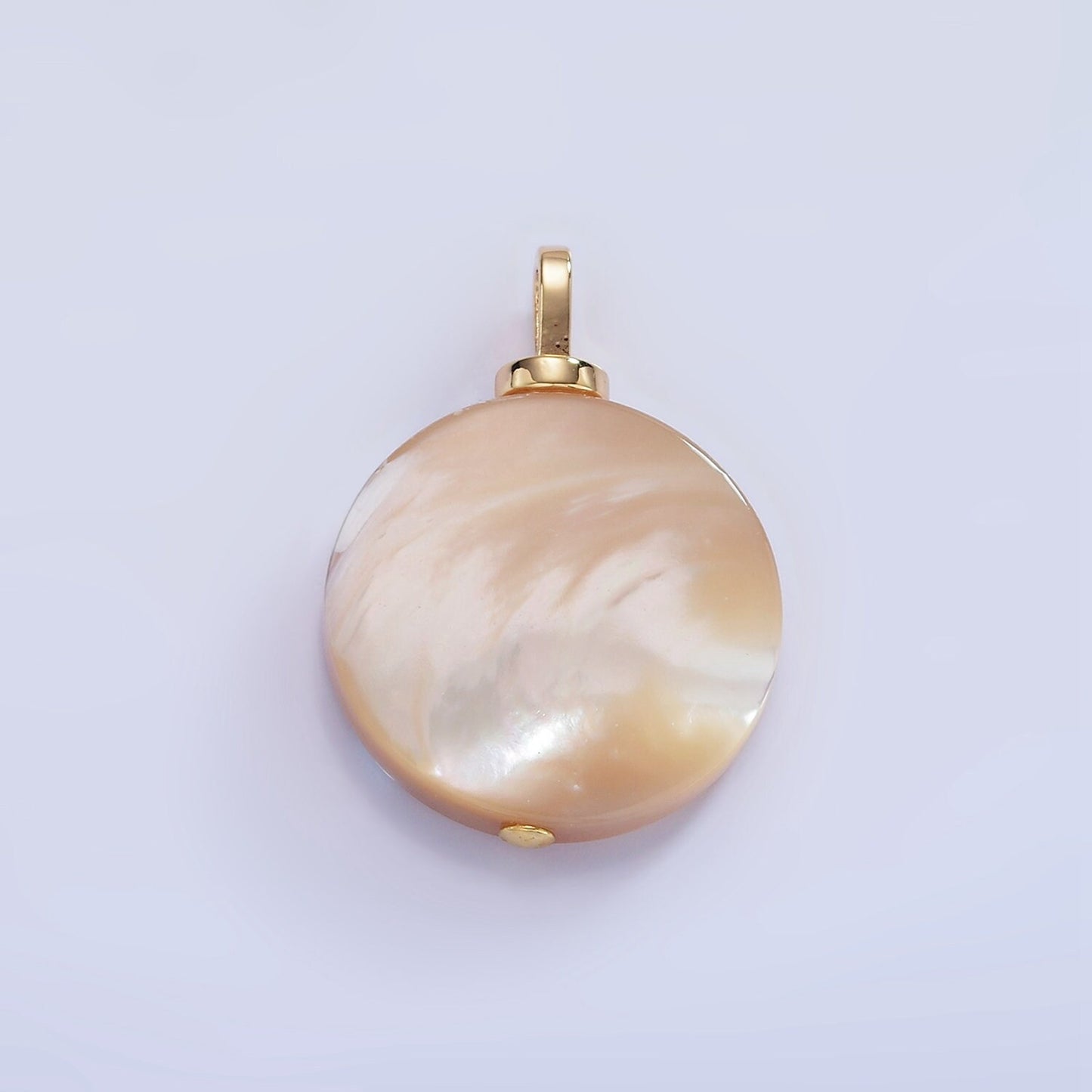 20mm Beautiful Mauve Champagne White Brown Round Coin Pearl Charm Genuine Freshwater Shell Mermaid Pearls Pendant cz Bail for Charm P-1575