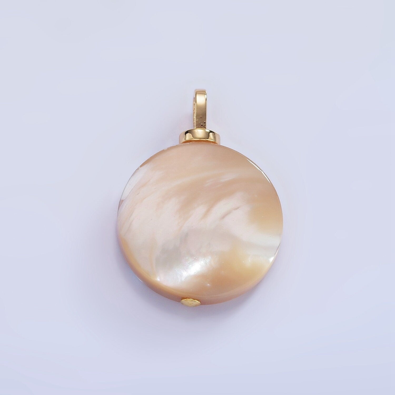 20mm Beautiful Mauve Champagne White Brown Round Coin Pearl Charm Genuine Freshwater Shell Mermaid Pearls Pendant cz Bail for Charm P-1575