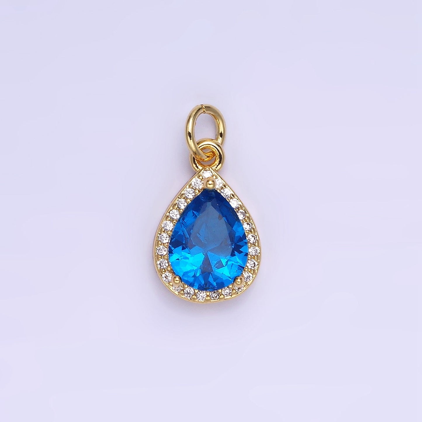 Dainty Gold Birthstone Charm, Teardrop Crystal Micro Pave Bracelet Charm Personalized Jewelry Necklace Charm DIY Jewelry Component W696