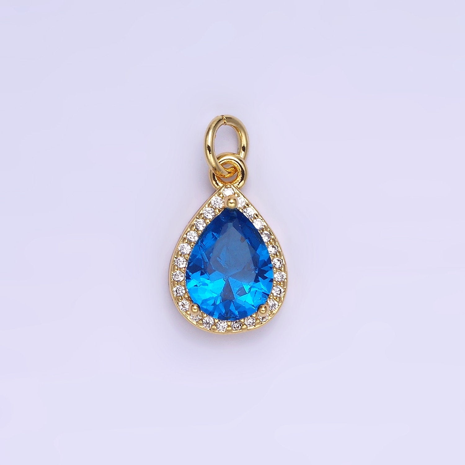 Dainty Gold Birthstone Charm, Teardrop Crystal Micro Pave Bracelet Charm Personalized Jewelry Necklace Charm DIY Jewelry Component W696