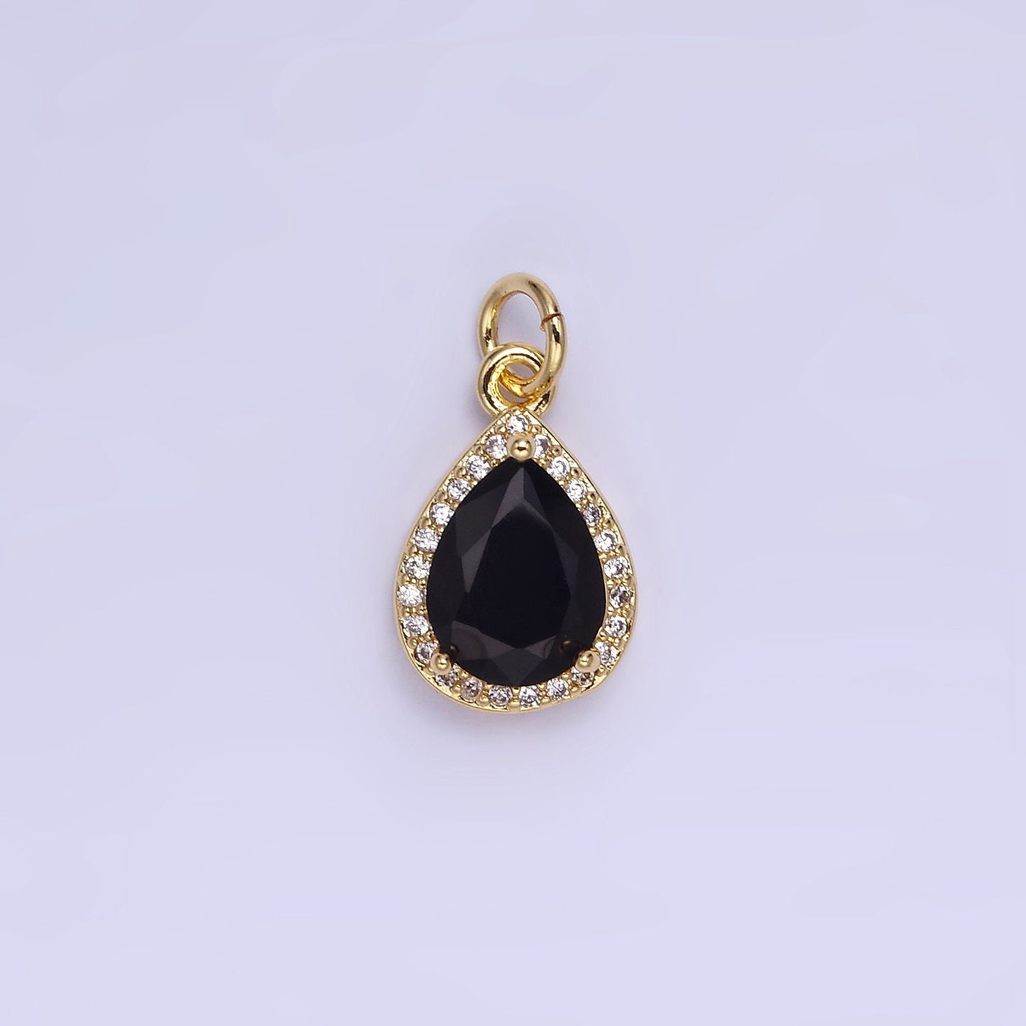 Dainty Gold Birthstone Charm, Teardrop Crystal Micro Pave Bracelet Charm Personalized Jewelry Necklace Charm DIY Jewelry Component W696