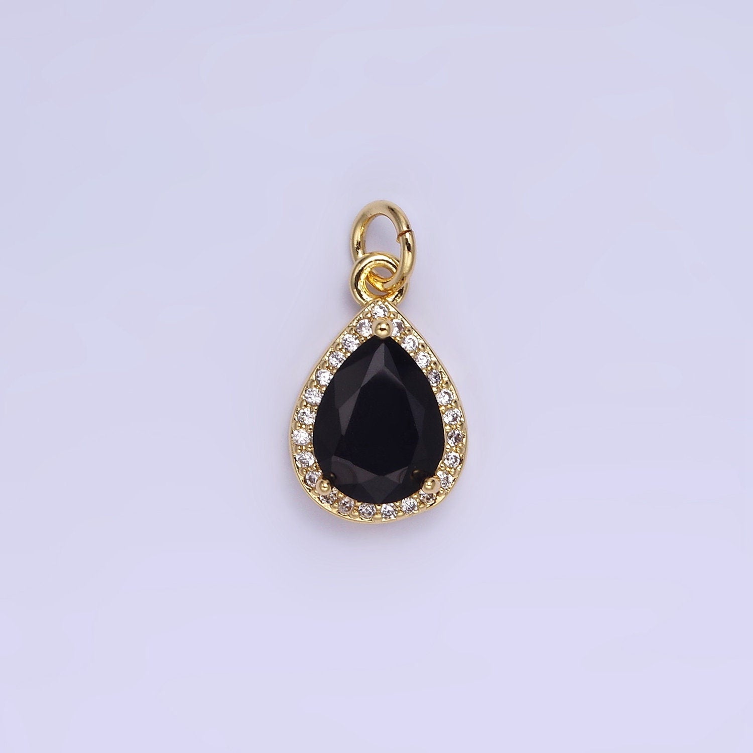Dainty Gold Birthstone Charm, Teardrop Crystal Micro Pave Bracelet Charm Personalized Jewelry Necklace Charm DIY Jewelry Component W696