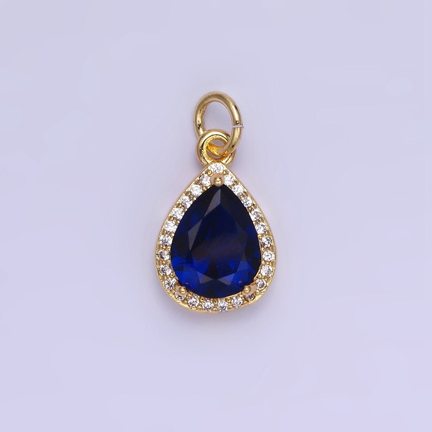 Dainty Gold Birthstone Charm, Teardrop Crystal Micro Pave Bracelet Charm Personalized Jewelry Necklace Charm DIY Jewelry Component W696