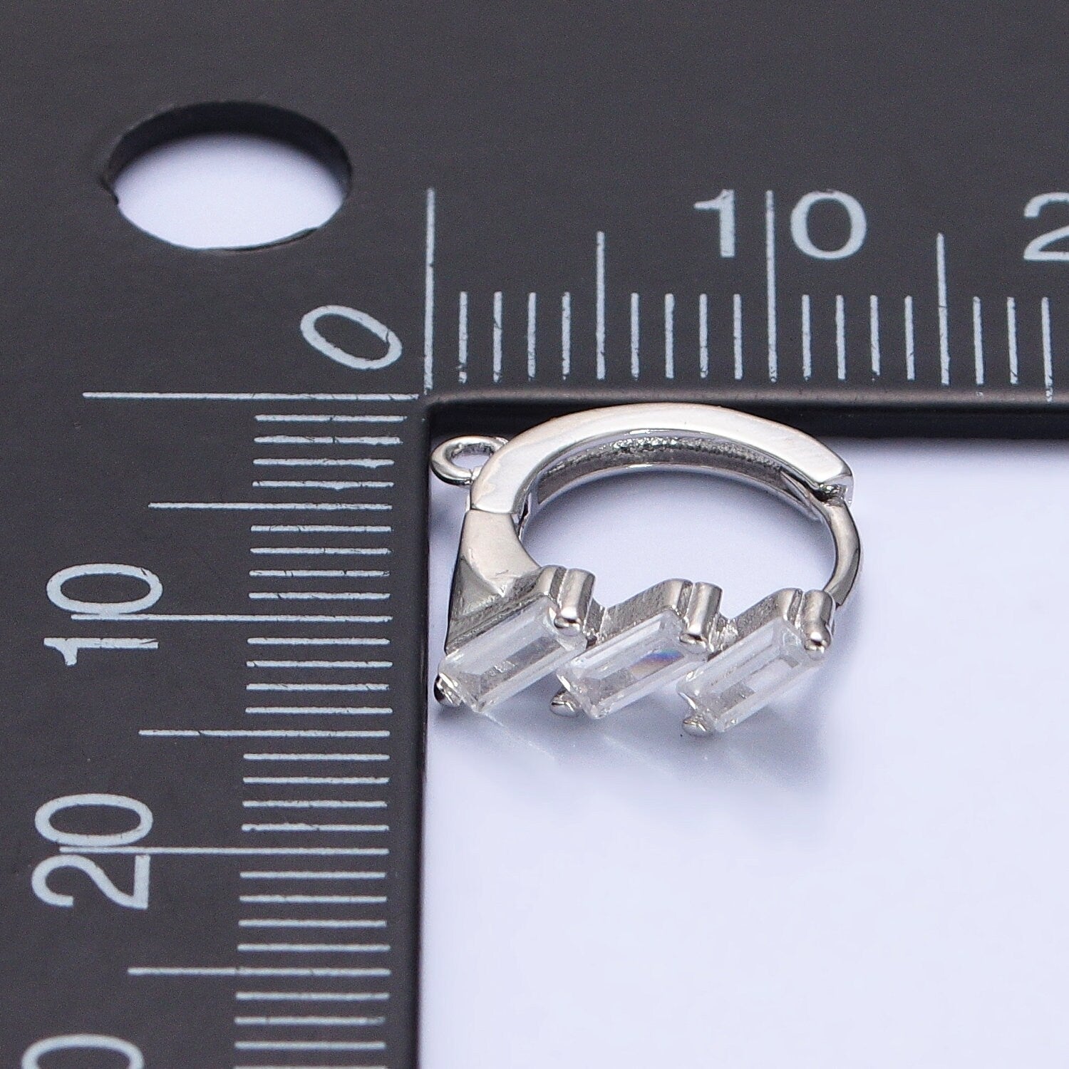 Tiny Triple CZ Open Huggie in Silver Jewelry Supply | Z-169
