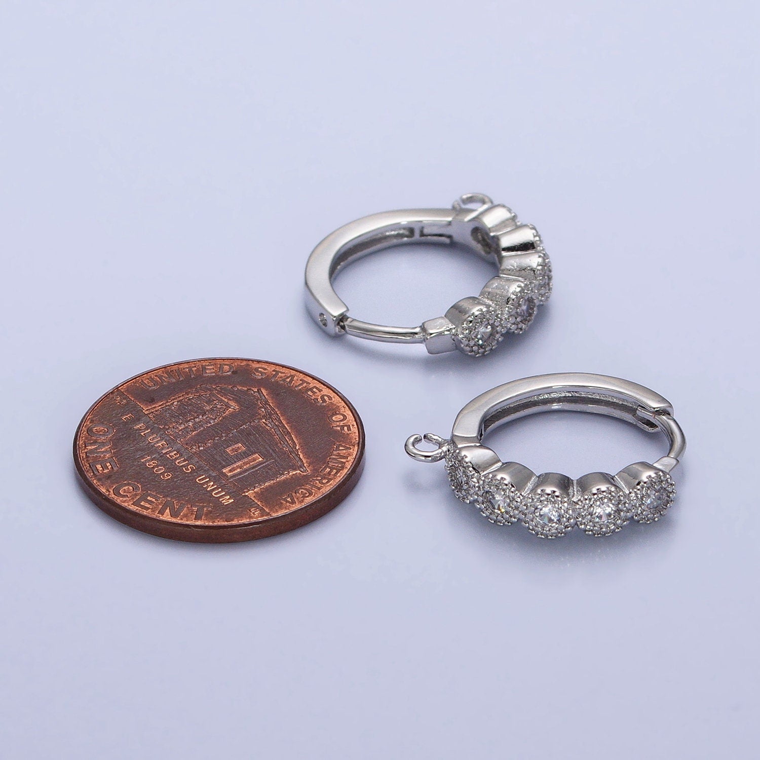 CZ Open Loop Silver Rounded Huggie Earring | Z-324