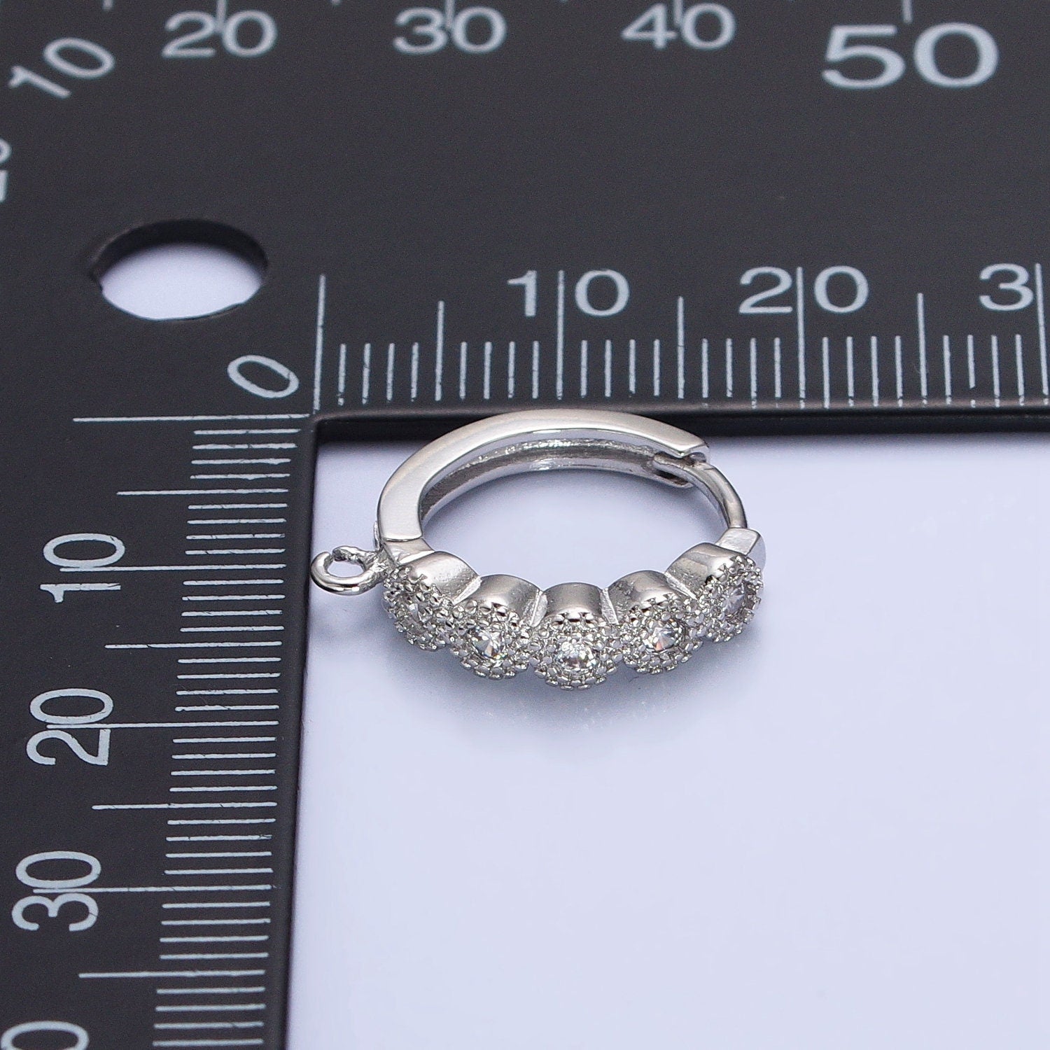 CZ Open Loop Silver Rounded Huggie Earring | Z-324