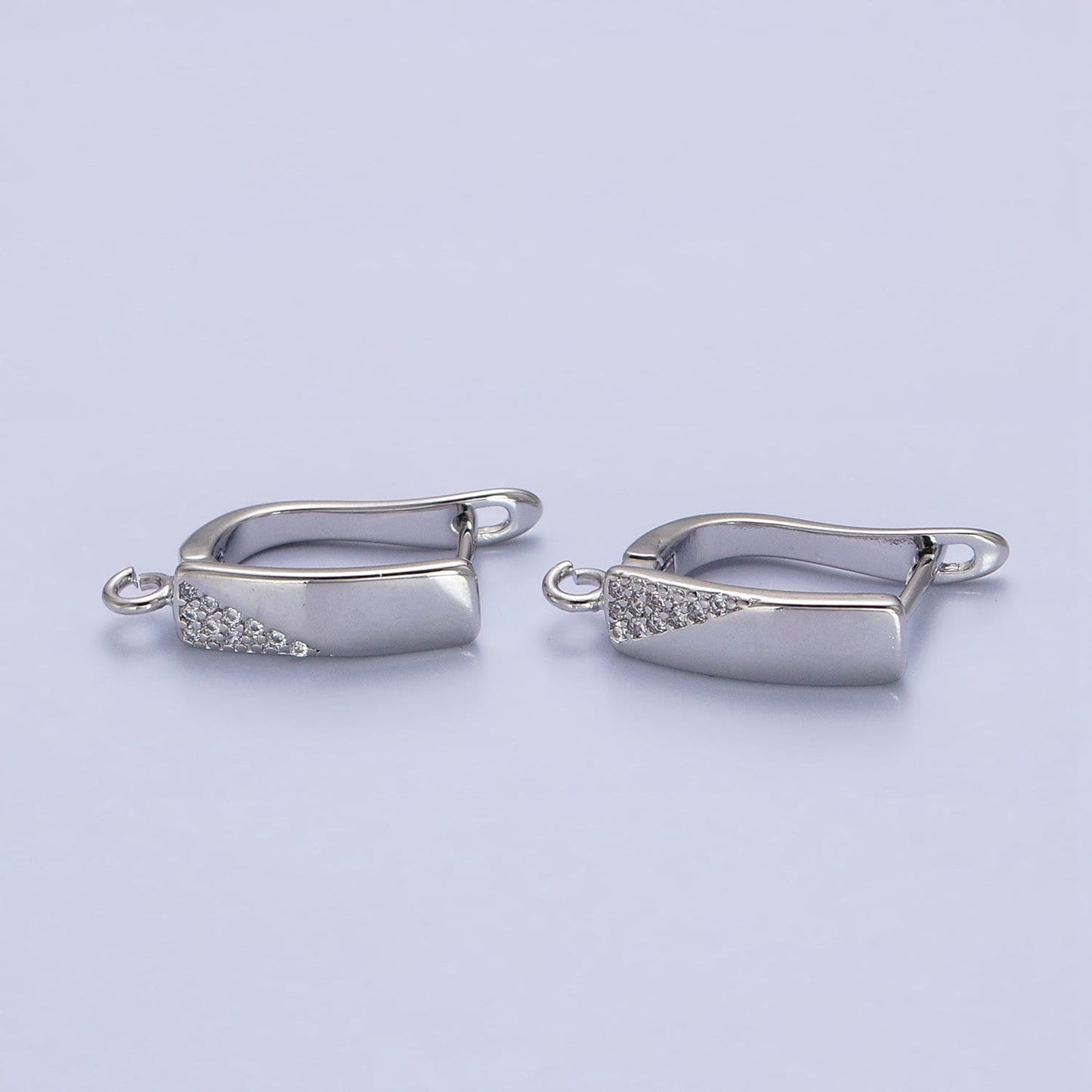 Long Rectangle Micro Paved Open Loop English Lock Earring Supply | Z-199