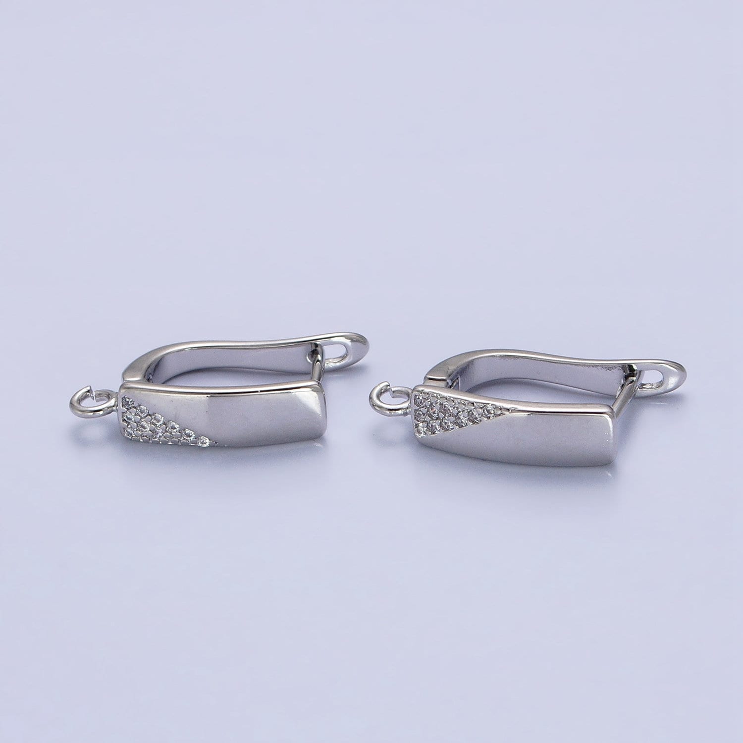Long Rectangle Micro Paved Open Loop English Lock Earring Supply | Z-199
