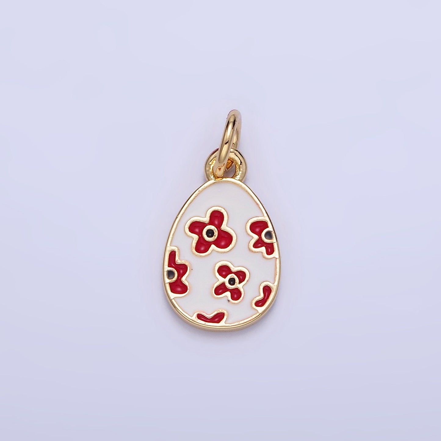 Easter Egg Red Flower Style Charm | C-030