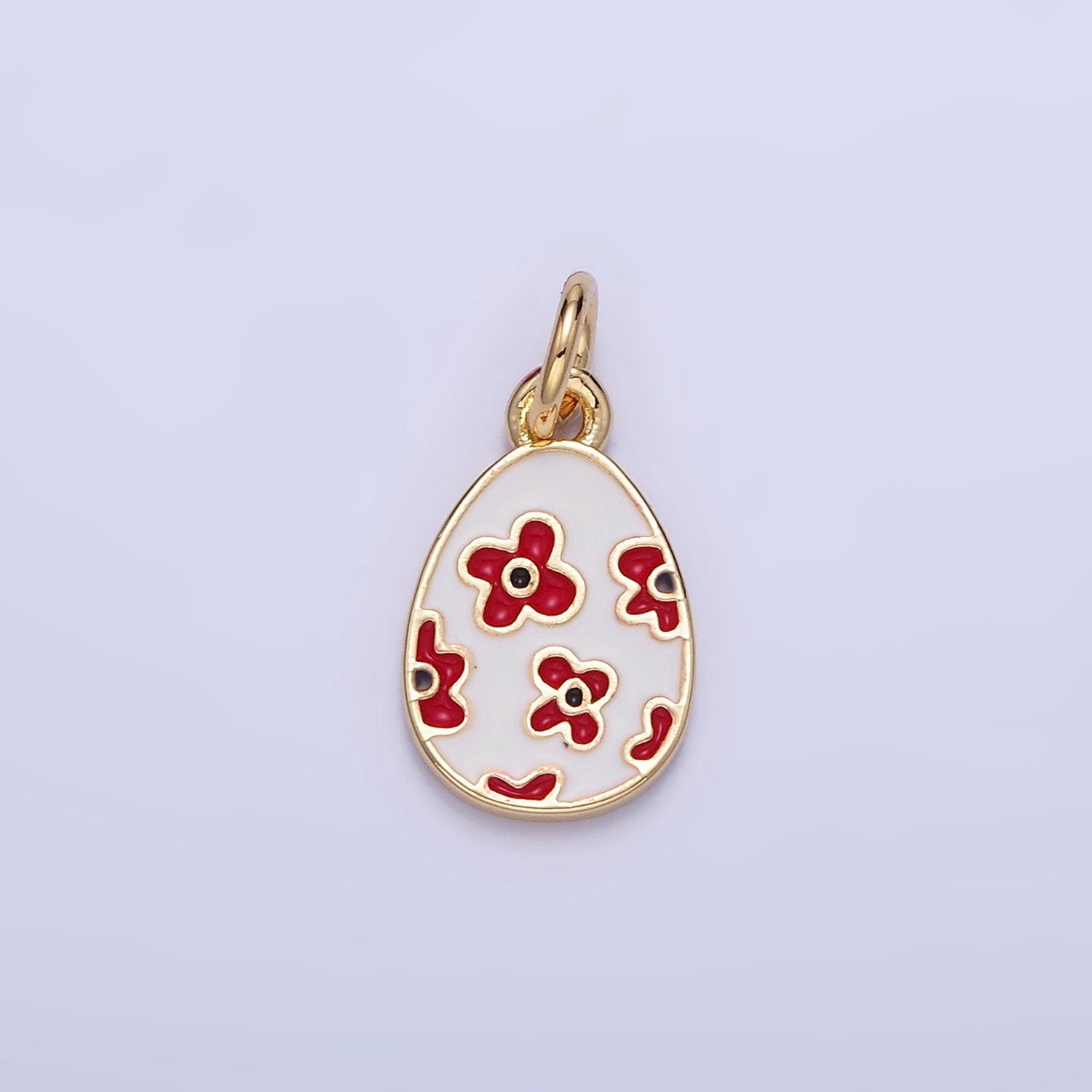 Easter Egg Red Flower Style Charm | C-030