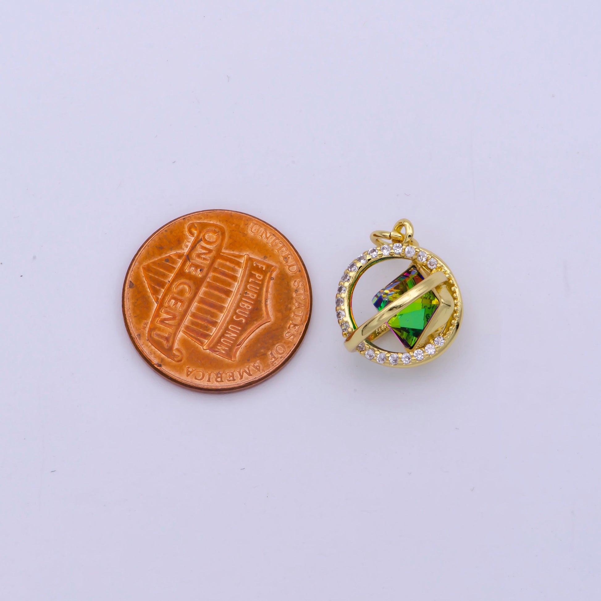14K Gold Filled Celestial Orbz Planet Micro Paved CZ AB Stone Color | M-845