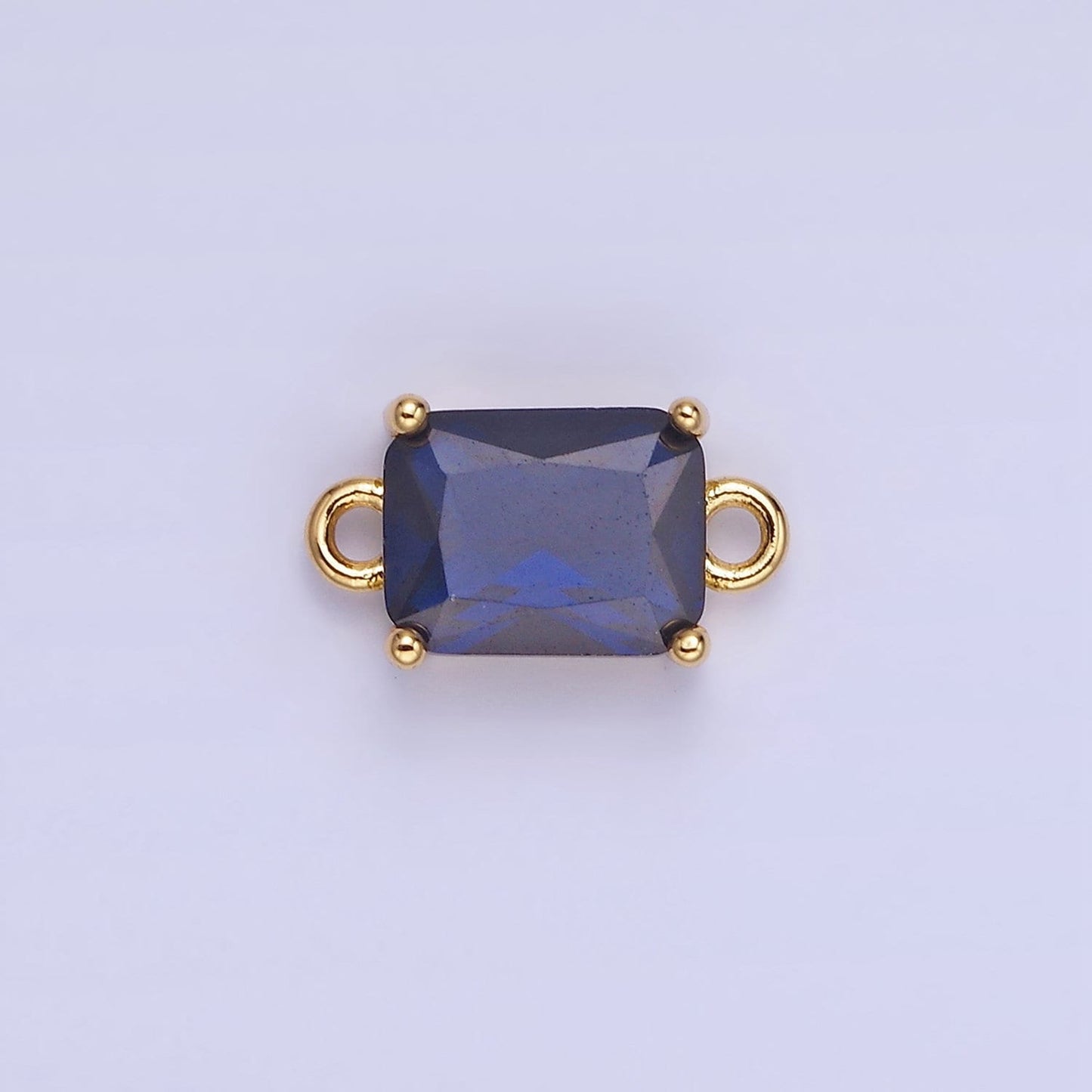 8mm Rectangle Gold Filled Bezel Cut Charm Connectors Cubic Zirconia Bezel Charm for Bracelet Necklace Supply CZ Birthstone Connectors G430