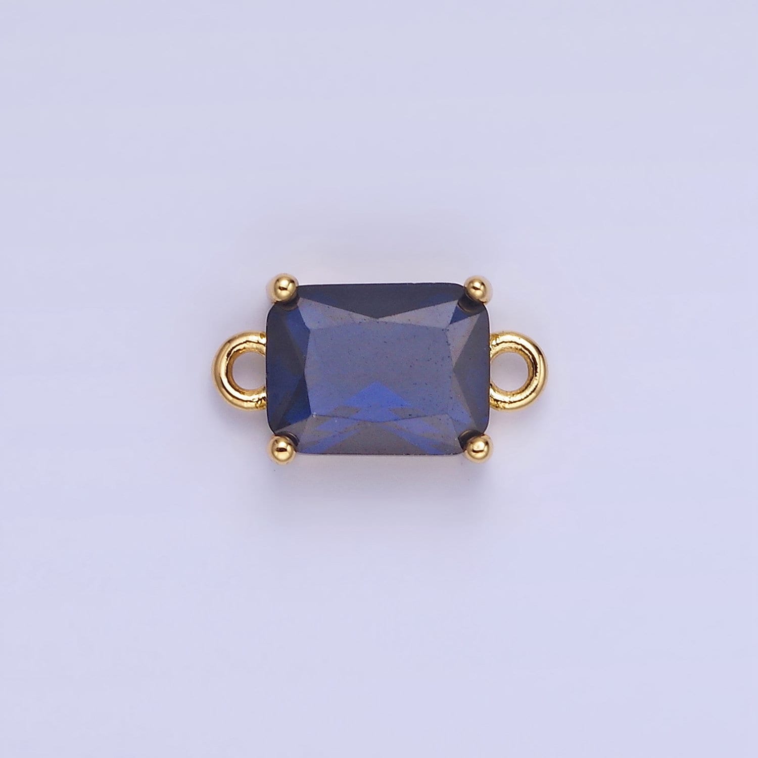 8mm Rectangle Gold Filled Bezel Cut Charm Connectors Cubic Zirconia Bezel Charm for Bracelet Necklace Supply CZ Birthstone Connectors G430