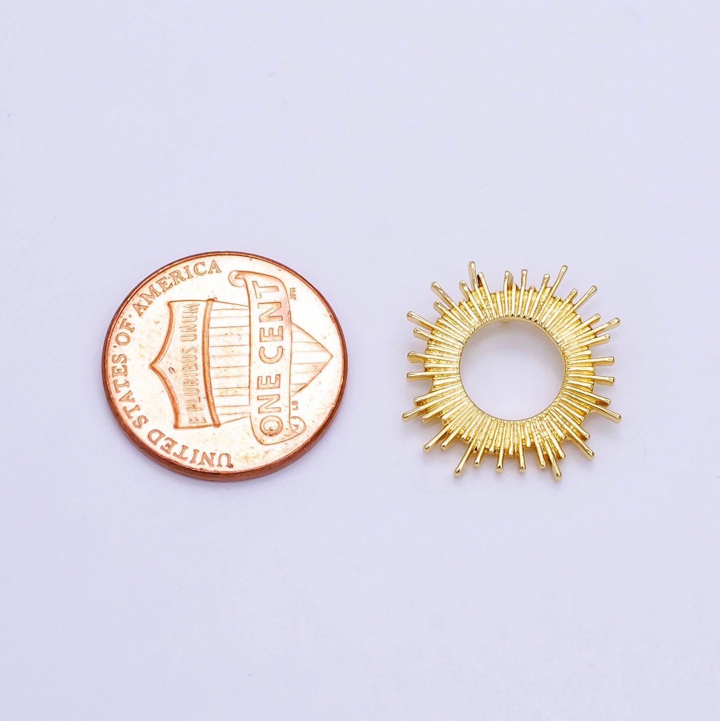14K Gold Filled Open Celestial Sunburst Back Loop Pendant in Gold & Silver | AG812