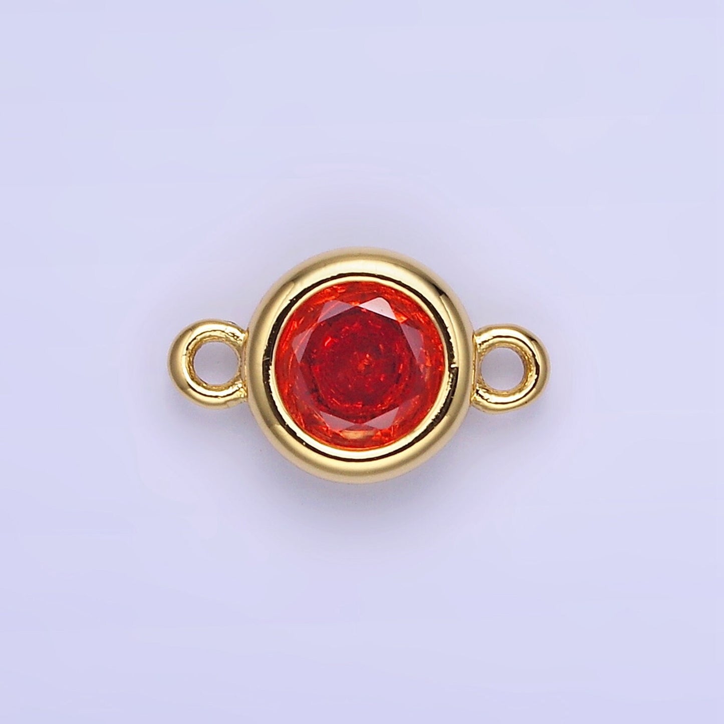 8mm Gold Filled Bezel Cut Charm Connectors Cubic Zirconia Bezel Charm for Bracelet Necklace Supply CZ Birthstone Connectors G406