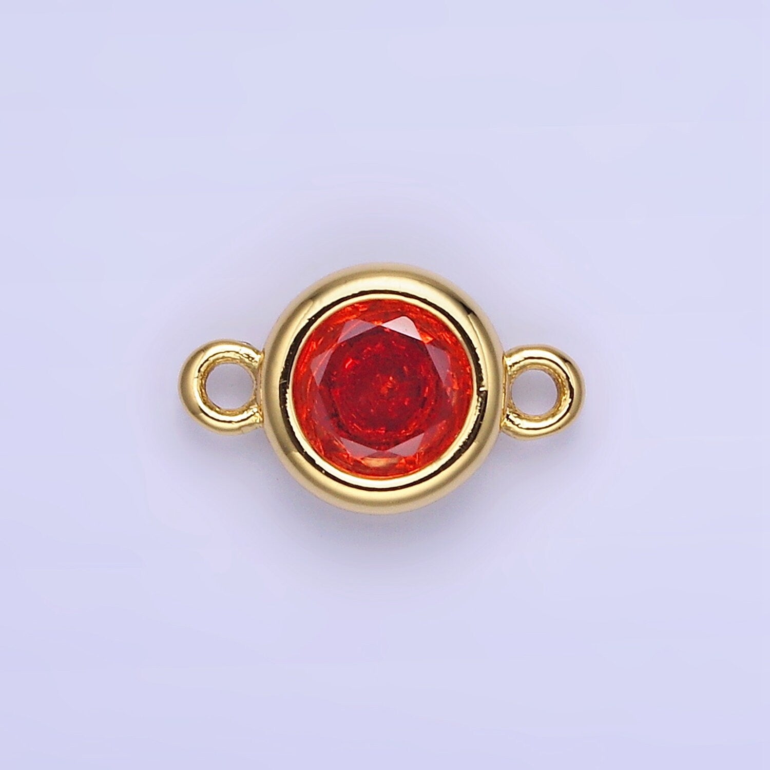 8mm Gold Filled Bezel Cut Charm Connectors Cubic Zirconia Bezel Charm for Bracelet Necklace Supply CZ Birthstone Connectors G406