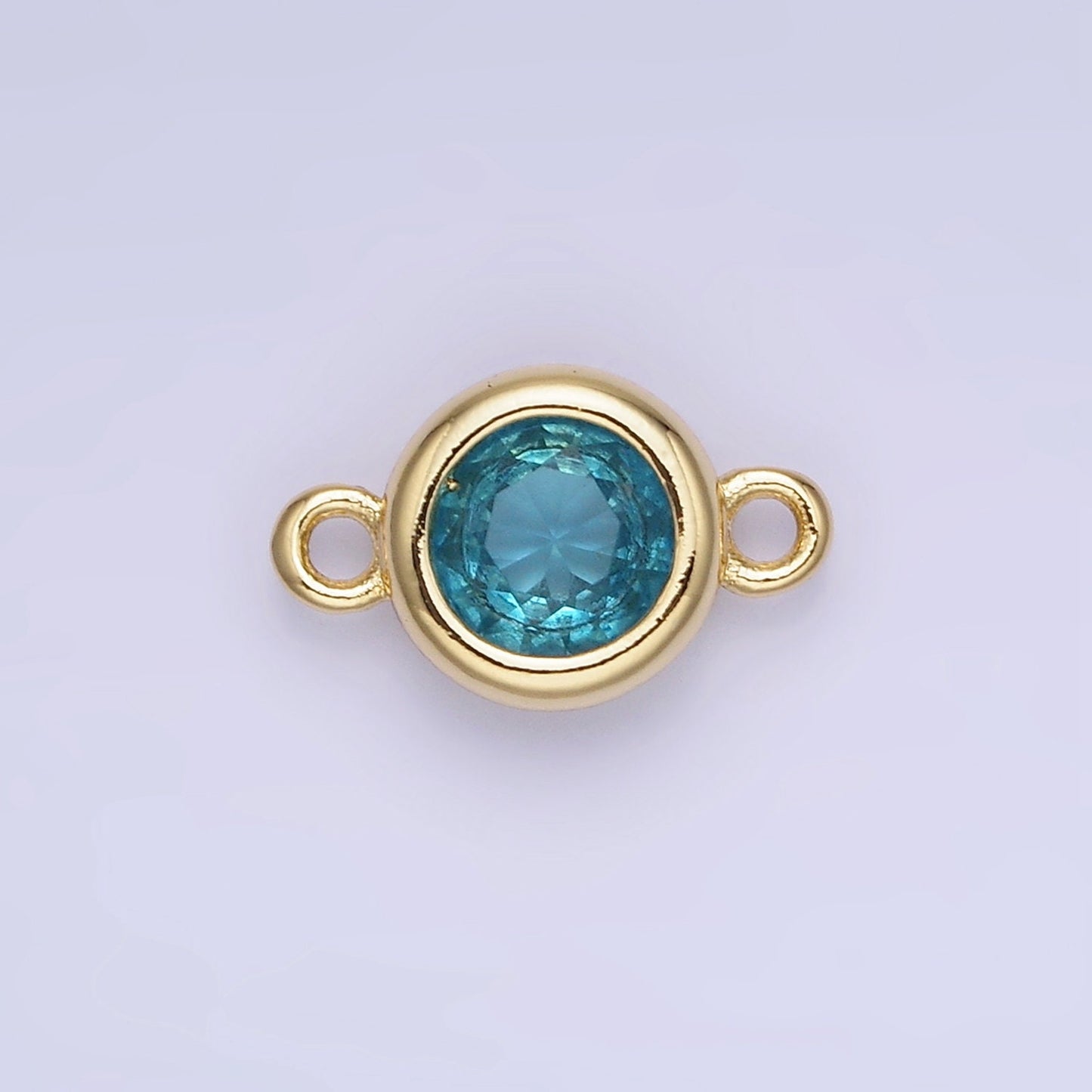8mm Gold Filled Bezel Cut Charm Connectors Cubic Zirconia Bezel Charm for Bracelet Necklace Supply CZ Birthstone Connectors G406
